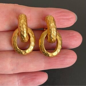 Vintage NLH Gold Hammered clip on Earrings